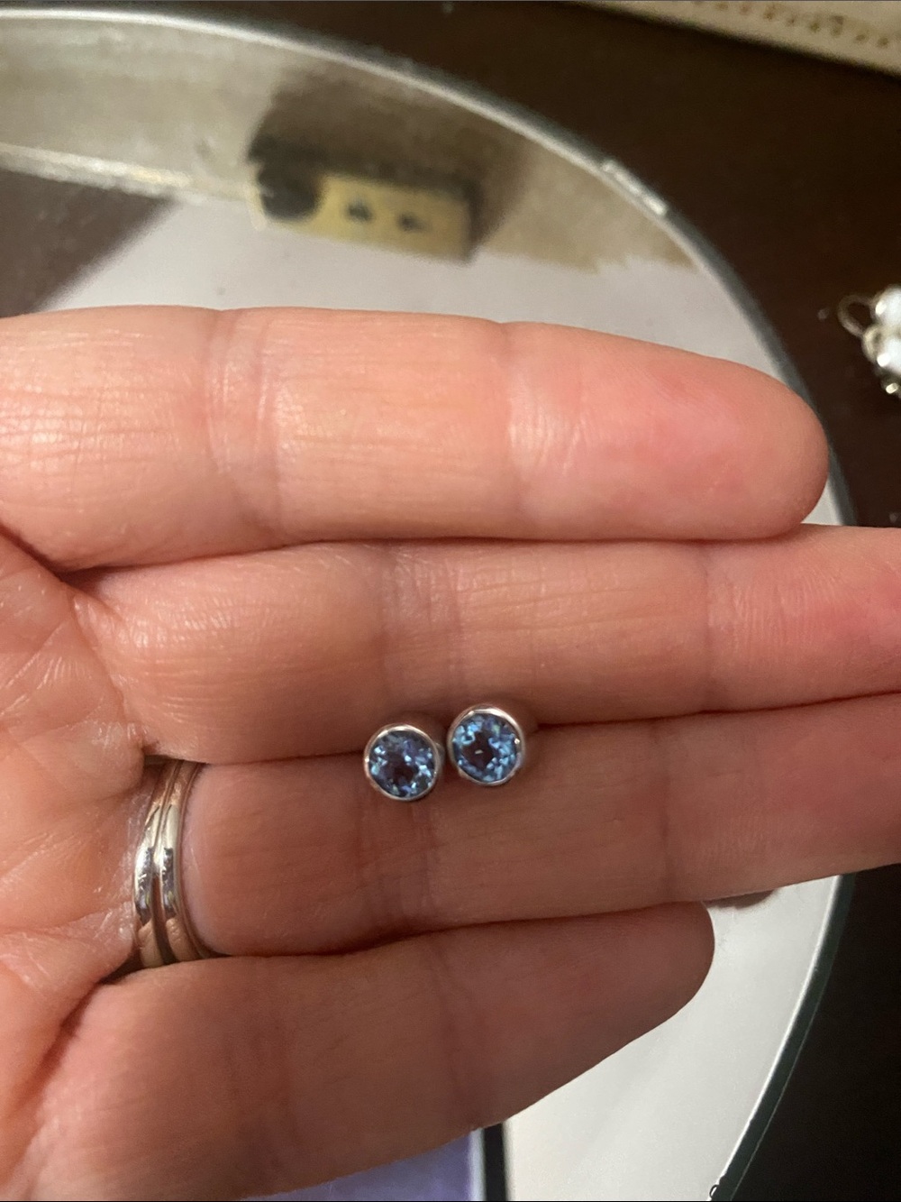 Blue Crystal Stud Earrings - Women's Jewelry